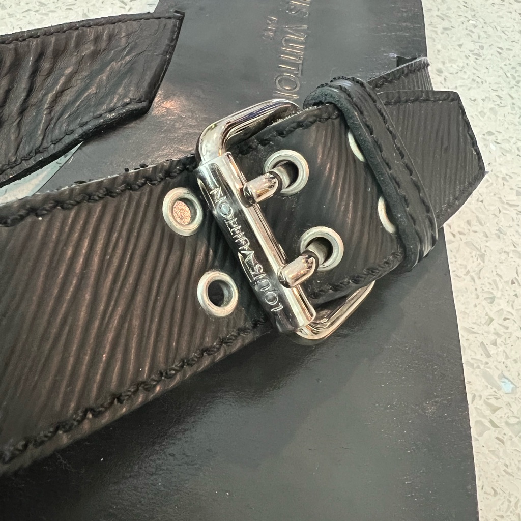 Louis Vuitton Authentic Sandal Flip Flops Slides Leather Us Size 10 Black